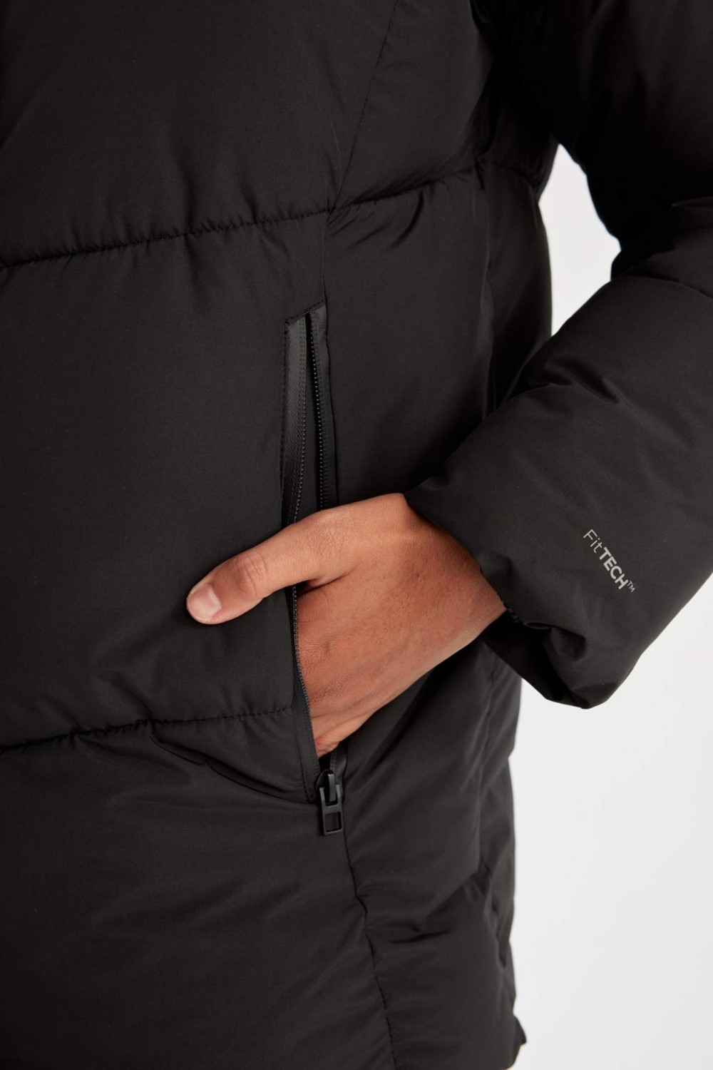 DeFacto Su İtici Regular Fit Yarım Polar Astarlı Kapüşonlu Fermuarlı Kışlık Mont A1553AX24WN görsel 5