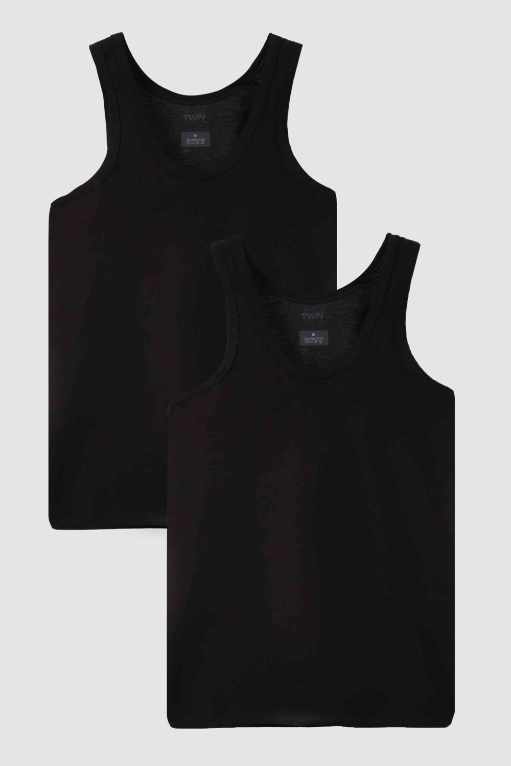 D'S Damat Ds Damat Siyah Standart Fit Nefes Alabilen Teri Emen Pamuklu 2'li Atlet 1HC12ORTATL02 görsel 8