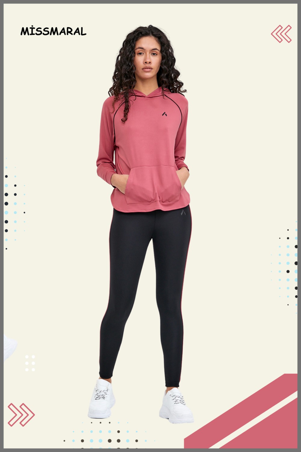 Miss Maral Kadın Eşofman Takım Lila /siyah Spor Tunik & Toparlayıcı Tayt Dalgıç Kumaş Sports And Casual 13060 görsel 6