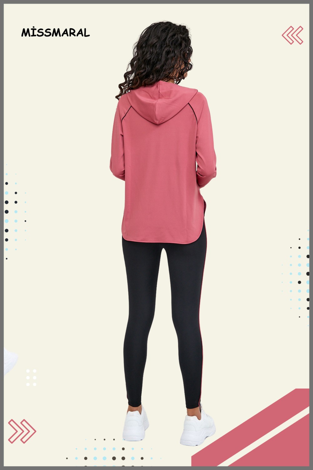Miss Maral Kadın Eşofman Takım Lila /siyah Spor Tunik & Toparlayıcı Tayt Dalgıç Kumaş Sports And Casual 13060 görsel 7