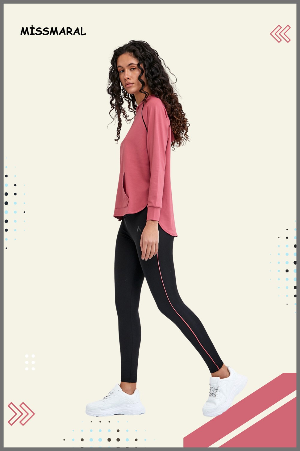 Miss Maral Kadın Eşofman Takım Lila /siyah Spor Tunik & Toparlayıcı Tayt Dalgıç Kumaş Sports And Casual 13060 görsel 8
