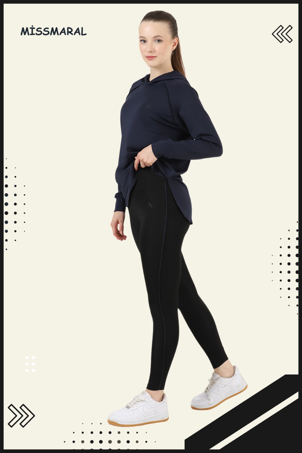 Miss Maral Kadın Eşofman Takım Lila /siyah Spor Tunik & Toparlayıcı Tayt Dalgıç Kumaş Sports And Casual 13060