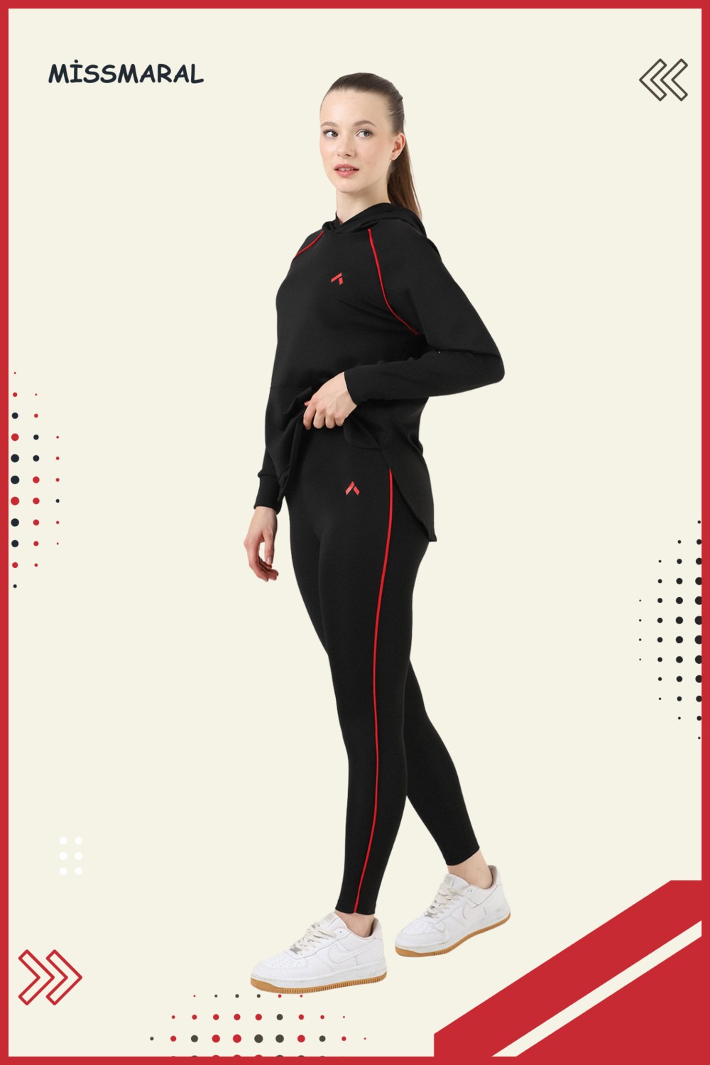 Miss Maral Kadın Eşofman Takım Lila /siyah Spor Tunik & Toparlayıcı Tayt Dalgıç Kumaş Sports And Casual 13060