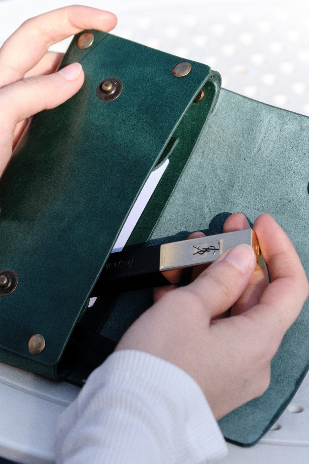 Bards Atelier Hakiki Deri - El Yapımı - Clutch Çanta görsel 2