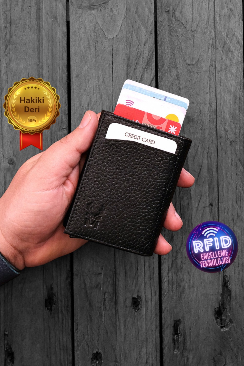 Modica Erkek Siyah Cüzdan Kartlık Mekanizmalı Rfid Korumalı Hakiki Deri Hediye Kutulu Cüzdan | Pescol