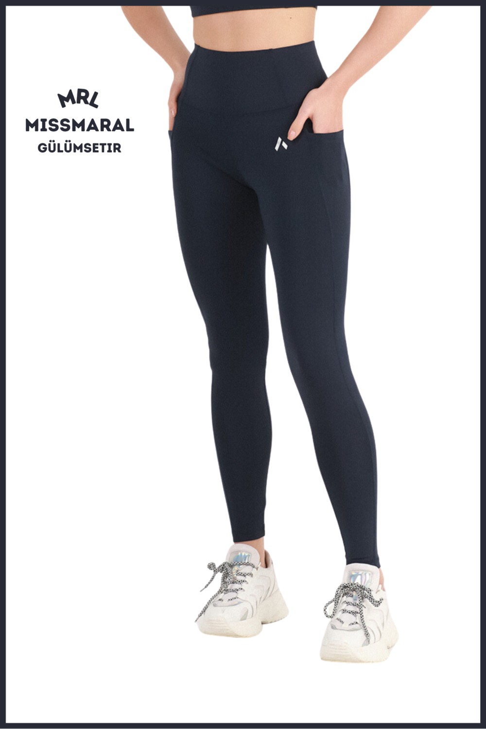 Miss Maral Kadın Siyah Yüksek Bel Toparlayıcı Çift Cepli Spor Tayt Bilek Boy Slim Fit Görünüm 1057