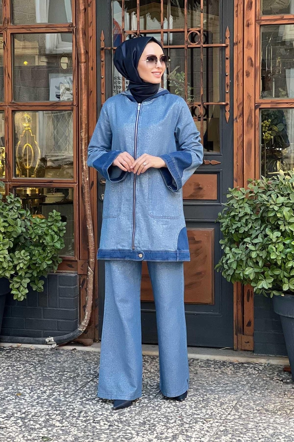 Naki & Mascara Kapşonlu Denim Kap 45MK11352 Denim