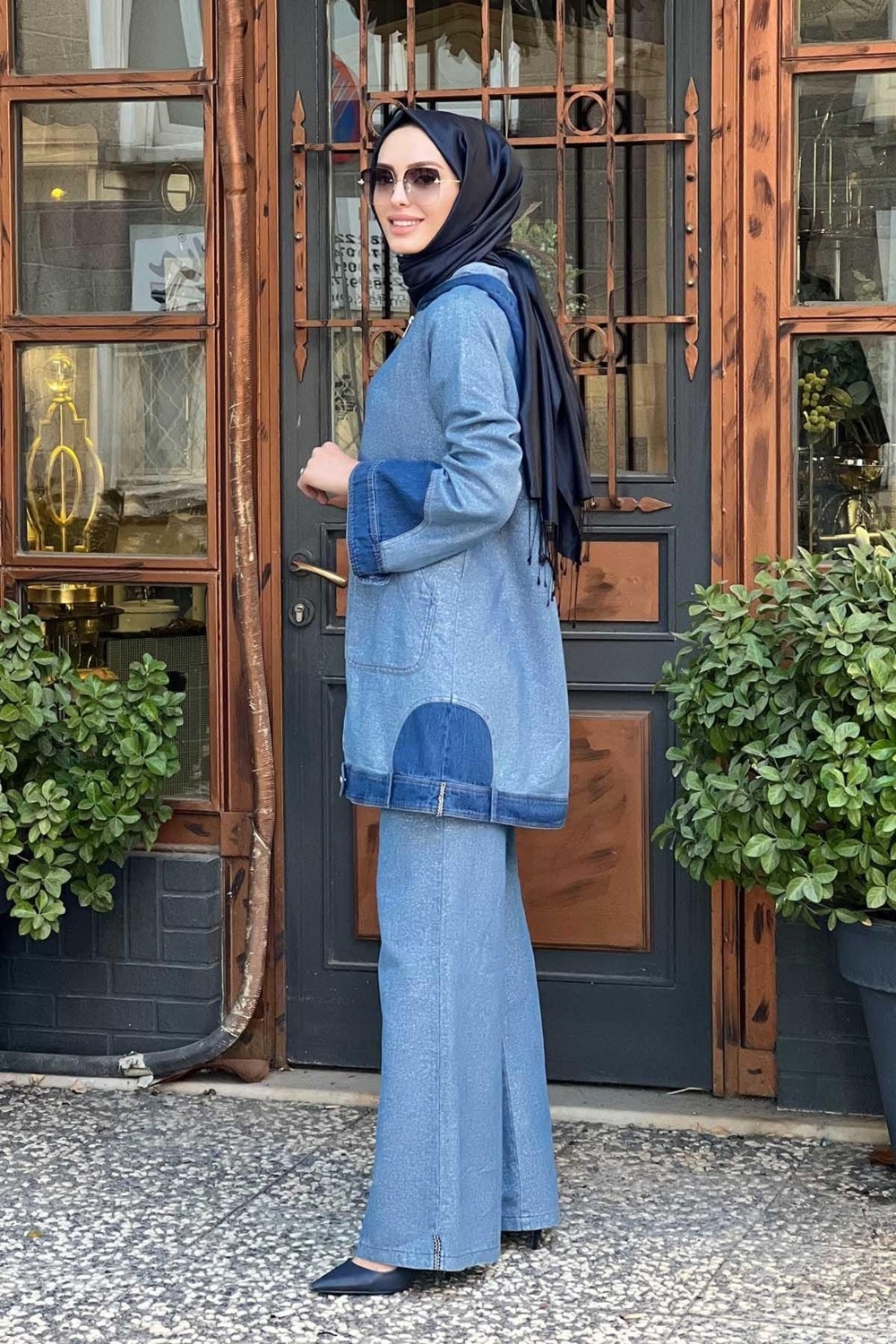 Naki & Mascara Kapşonlu Denim Kap 45MK11352 Denim görsel 2