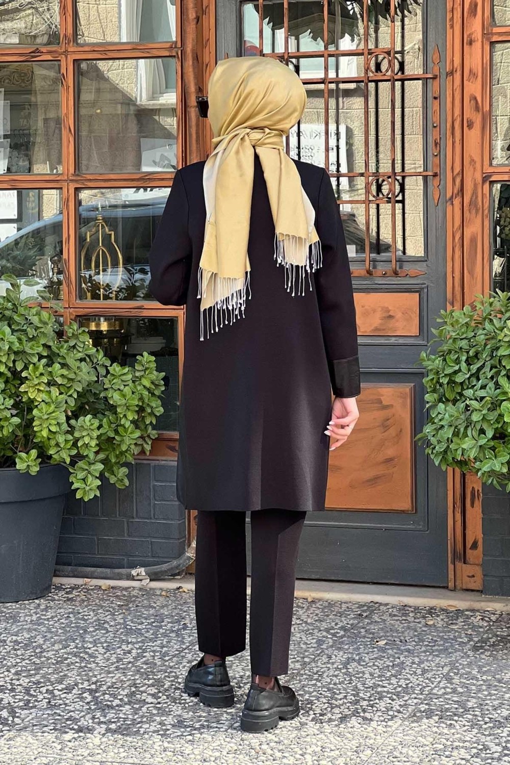 Miss Dalida Missdalida Deri Detaylı Triko Ceket T25K-8023 Siyah görsel 4