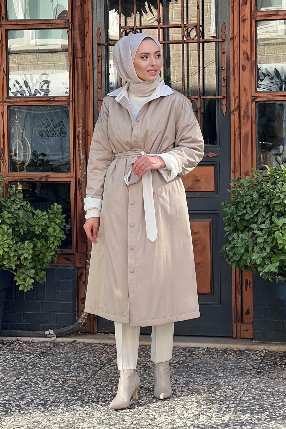 Miss Dalida Triko Astarlı Rüzgarlık Kap T25K-8019 Bej