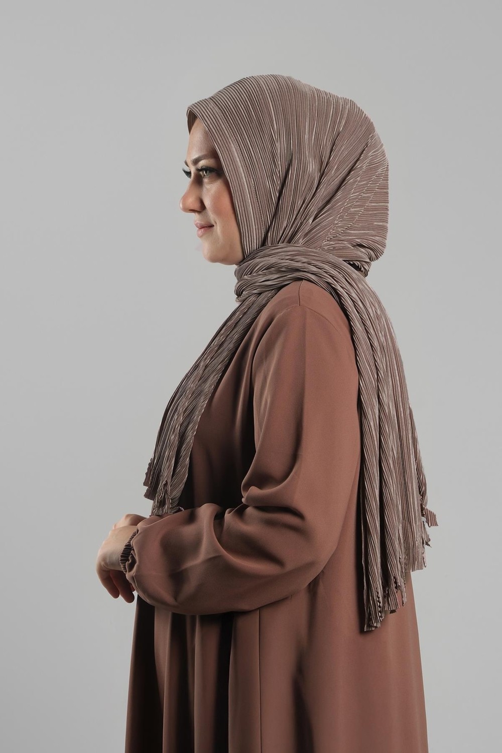 Hürrem Bone Vizon Pratik Hazır Geçmeli Tesettür Eşarp Fukuro Piliseli Saçaklı Lazer Kesim 1828_10 görsel 2