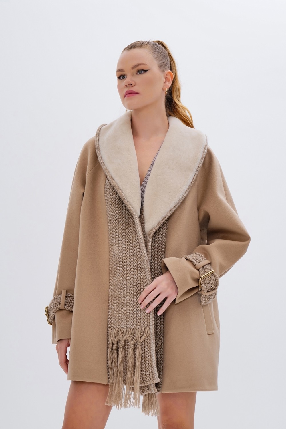 Valmenti Kadın Tekstil Vizon Mont 616 5228 Bn Kurk SK24/25 Vızon görsel 4