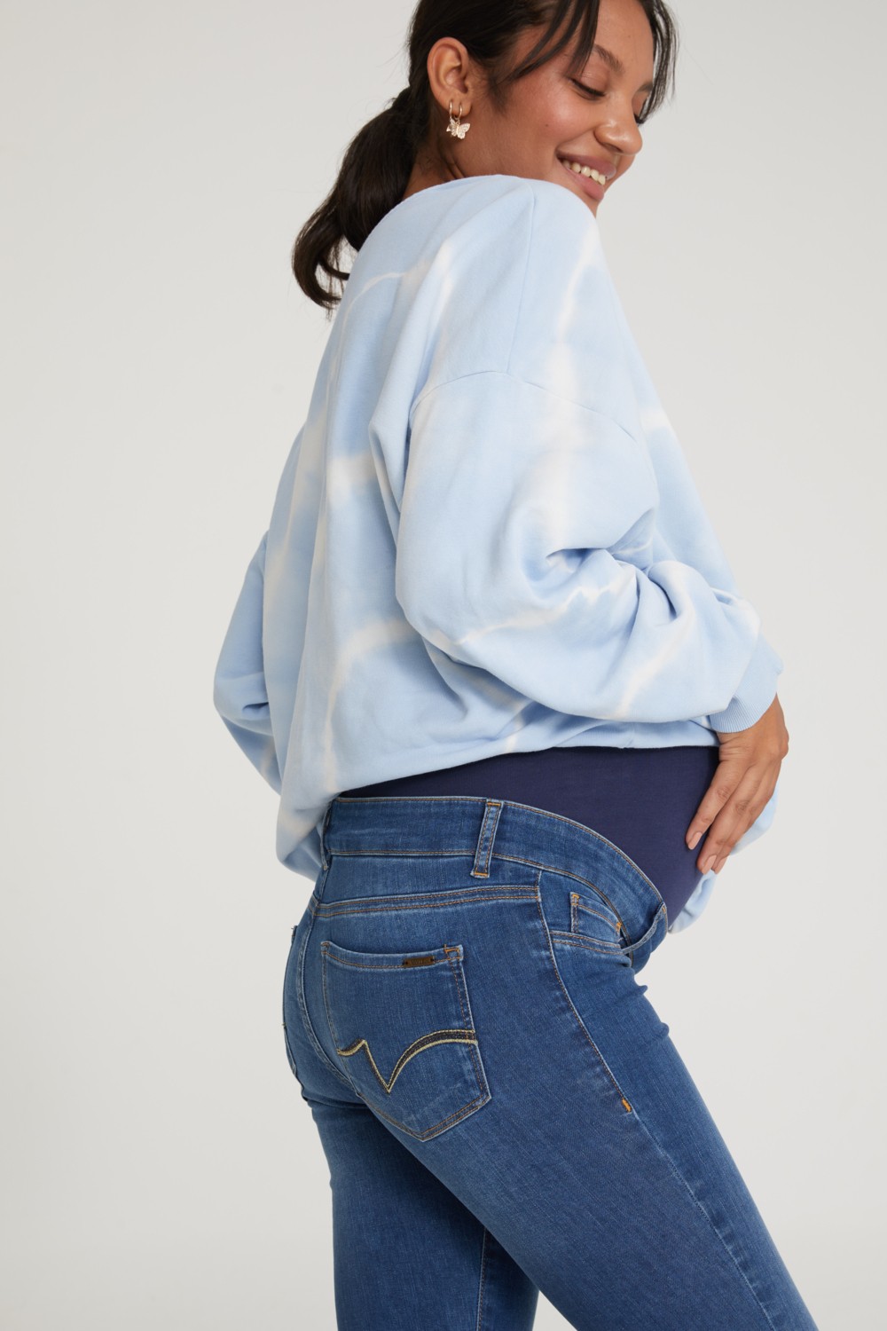 Vavien Hamile Skinny Jean Likralı Denim Pantolon Mavi 1072 görsel 3