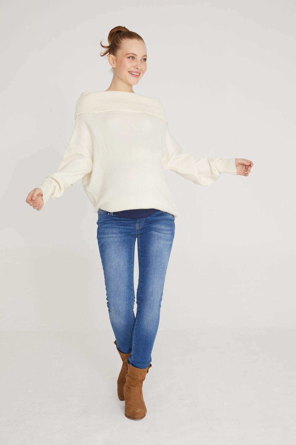 Vavien Hamile Skinny Jean Likralı Denim Pantolon Koyu Mavi 1073