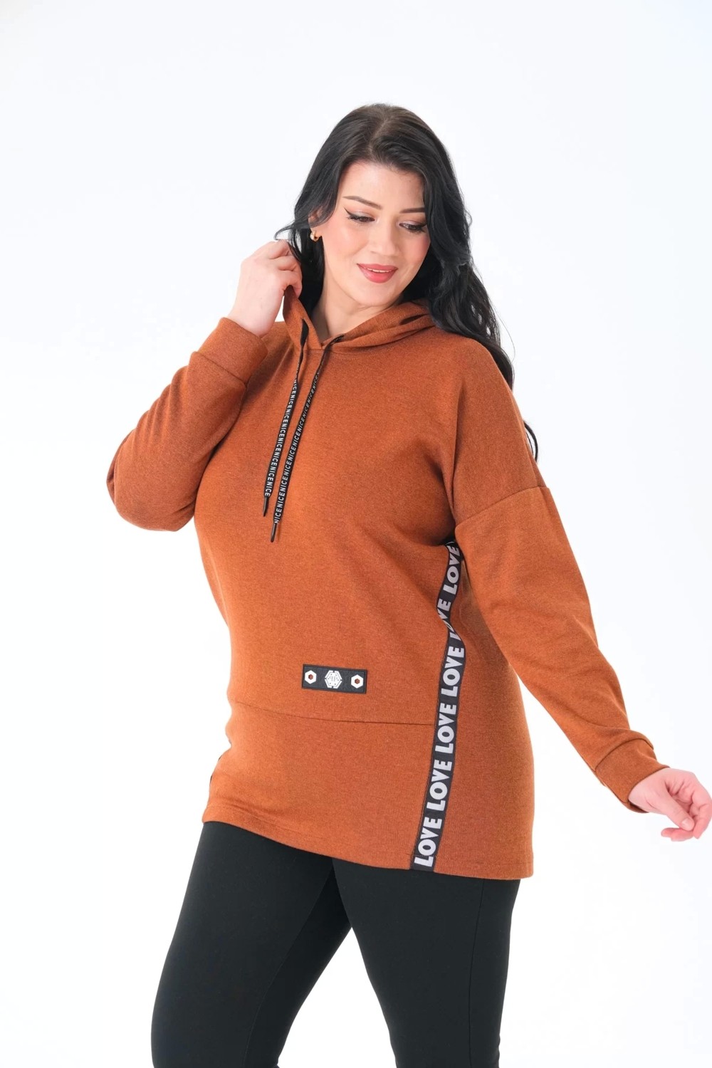 Lady Majestic Kapüşonlu Büyük Beden Sweatshirt