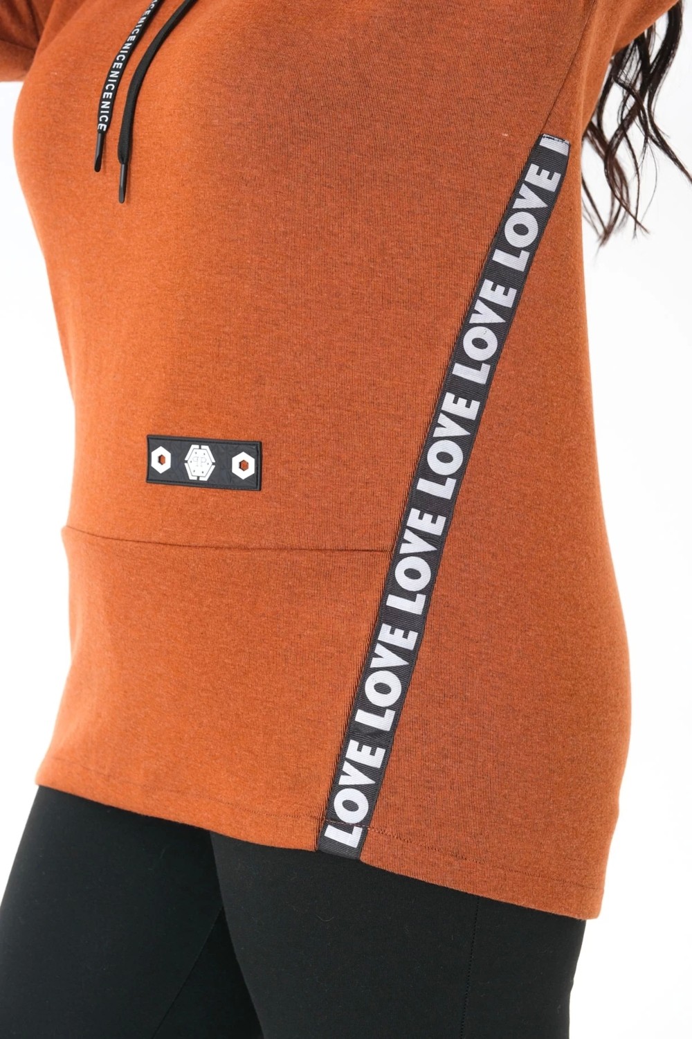 Lady Majestic Kapüşonlu Büyük Beden Sweatshirt görsel 5