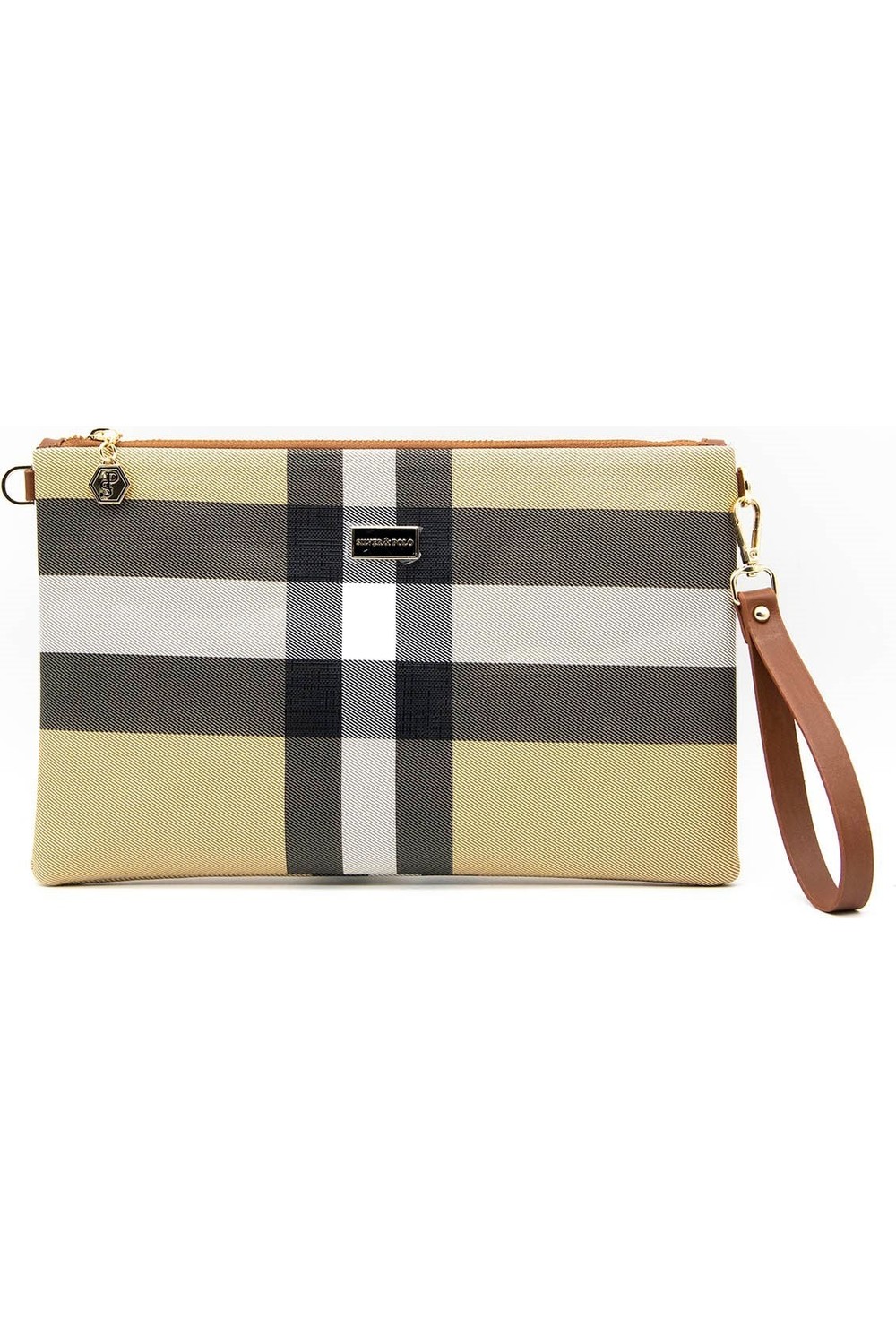 Silver & Polo Silver Polo Mavi - Kemik Ekose Kadın Portföy ve Clutch El Çantası SP1034 görsel 3