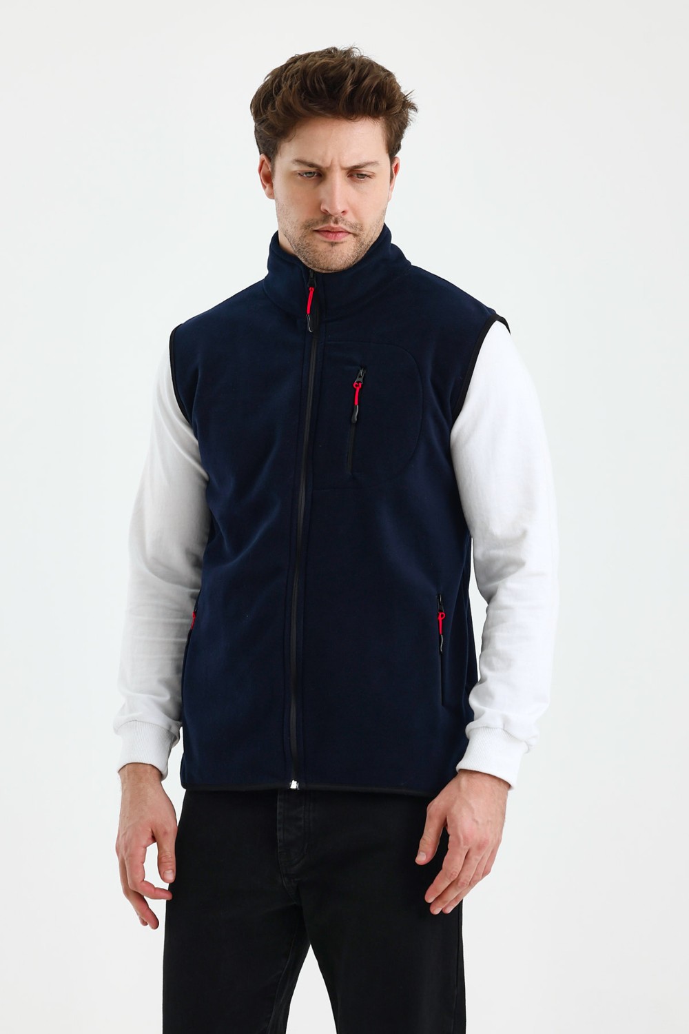 Monox Erkek Tam Fermuarlı Spor Polar Yelek görsel 2
