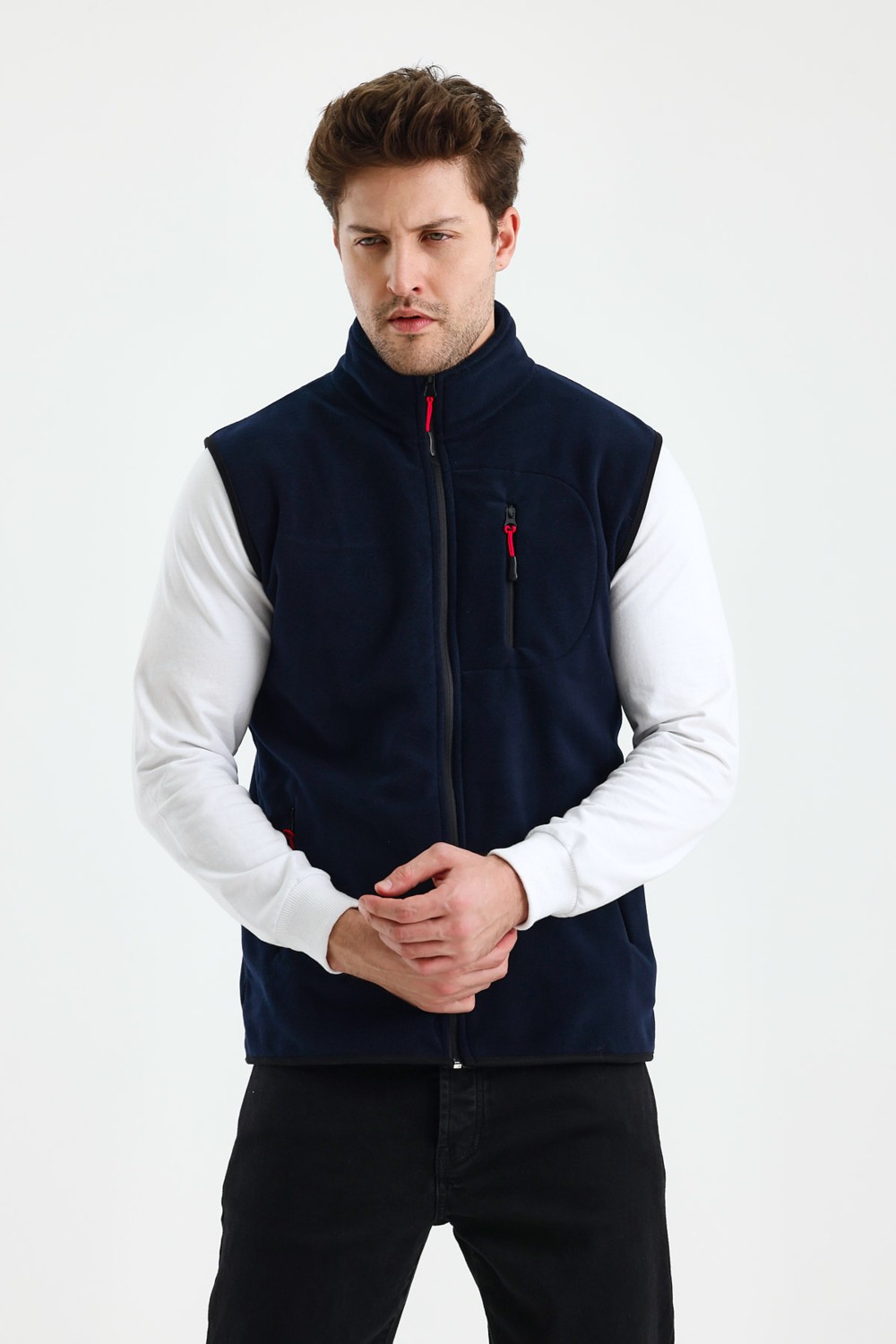 Monox Erkek Tam Fermuarlı Spor Polar Yelek görsel 3