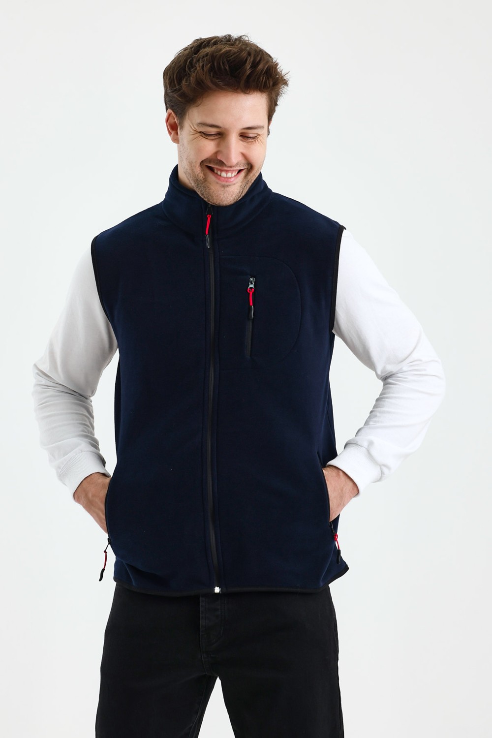Monox Erkek Tam Fermuarlı Spor Polar Yelek görsel 5