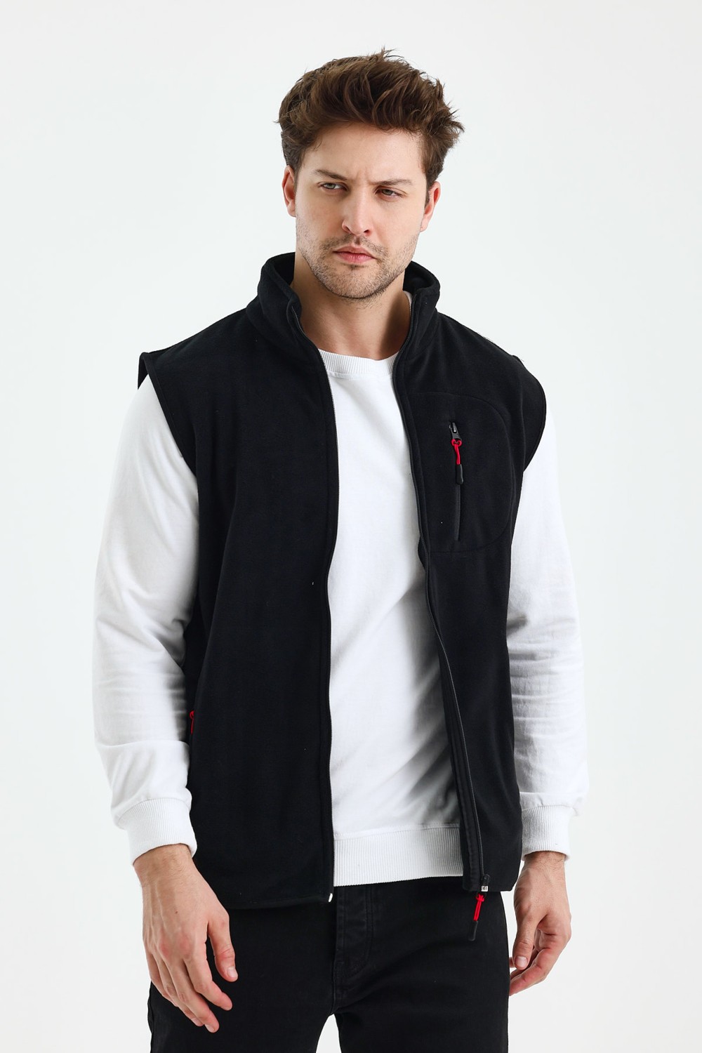 Monox Erkek Tam Fermuarlı Spor Polar Yelek
