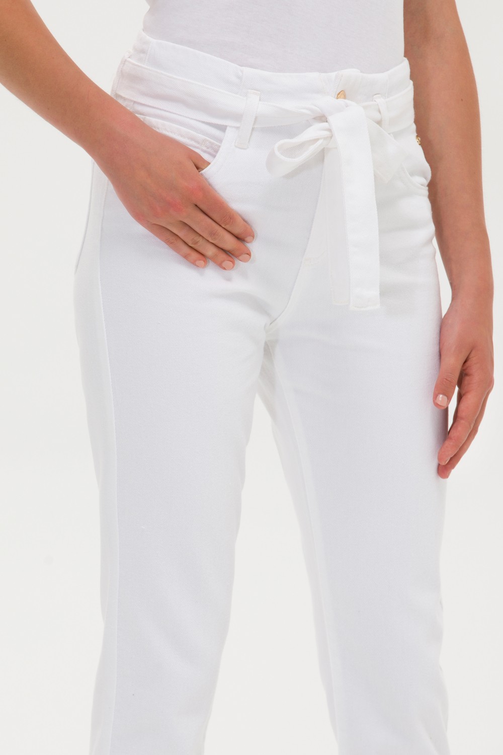 U.S. Polo Assn. Kadın Beyaz Mom High Waist Fit Jean Pantolon 50266286-DN0015 görsel 4