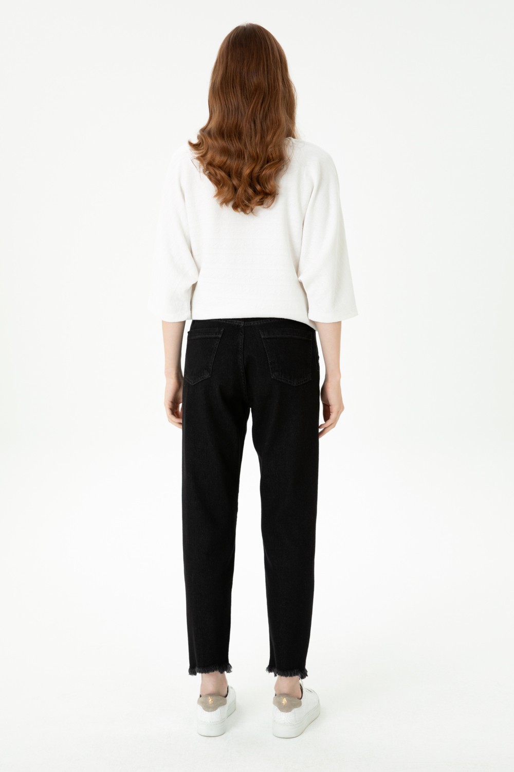U.S. Polo Assn. Kadın Siyah Mom High Waist Fit Jean Pantolon 50272278-DN0027 görsel 4