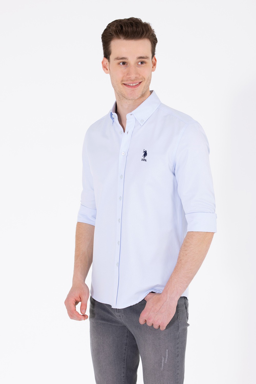 U.S. Polo Assn. Erkek Beyaz Gömlek Basic 50262932-VR013 görsel 8
