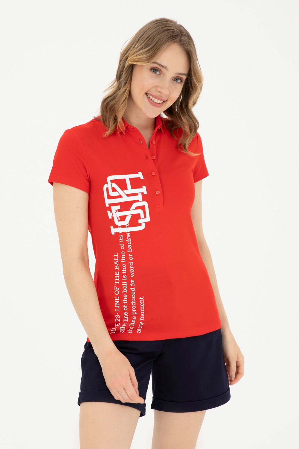 U.S. Polo Assn. Kadın Kırmızı Polo Yaka Tişört 50282889-VR030