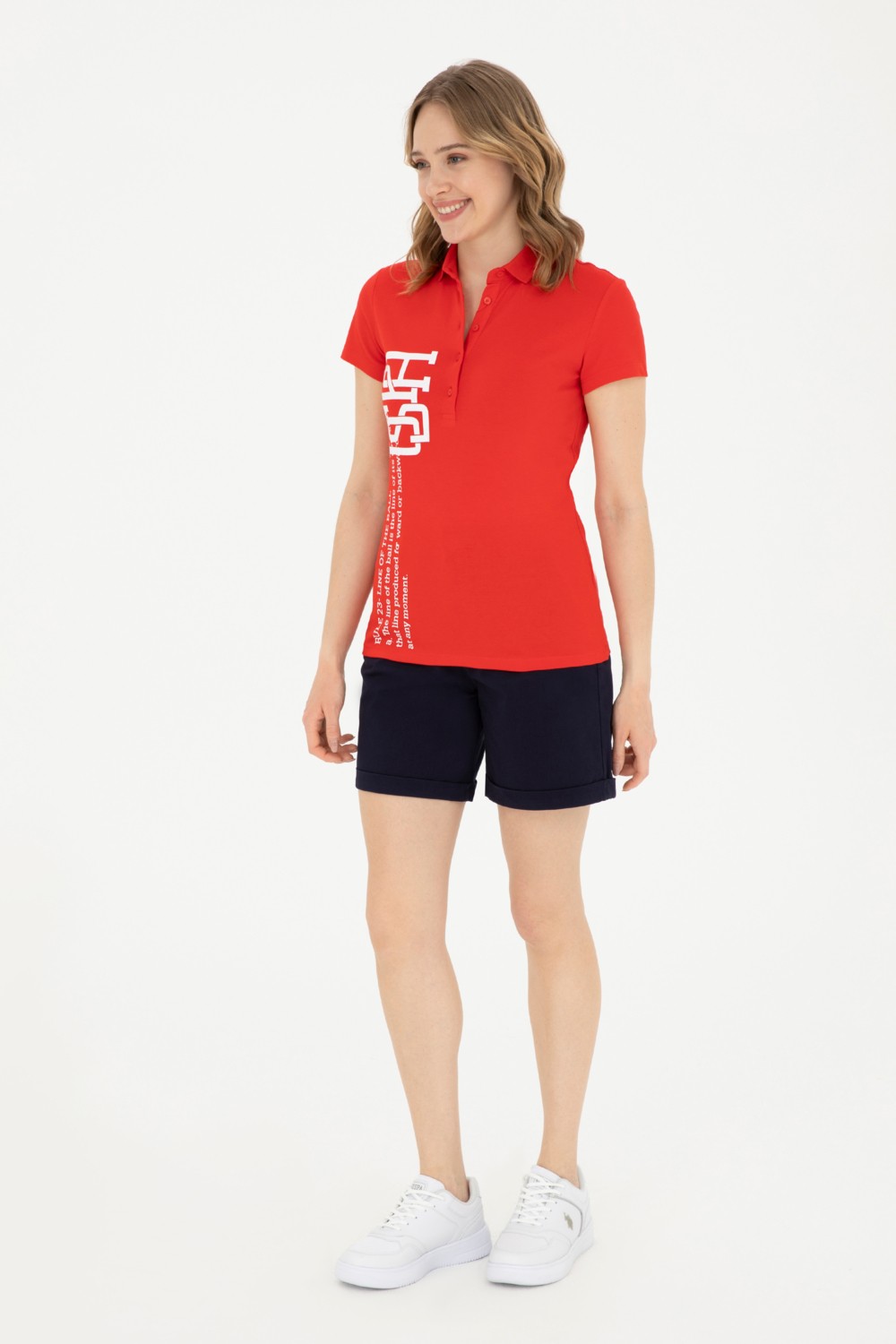 U.S. Polo Assn. Kadın Kırmızı Polo Yaka Tişört 50282889-VR030 görsel 4