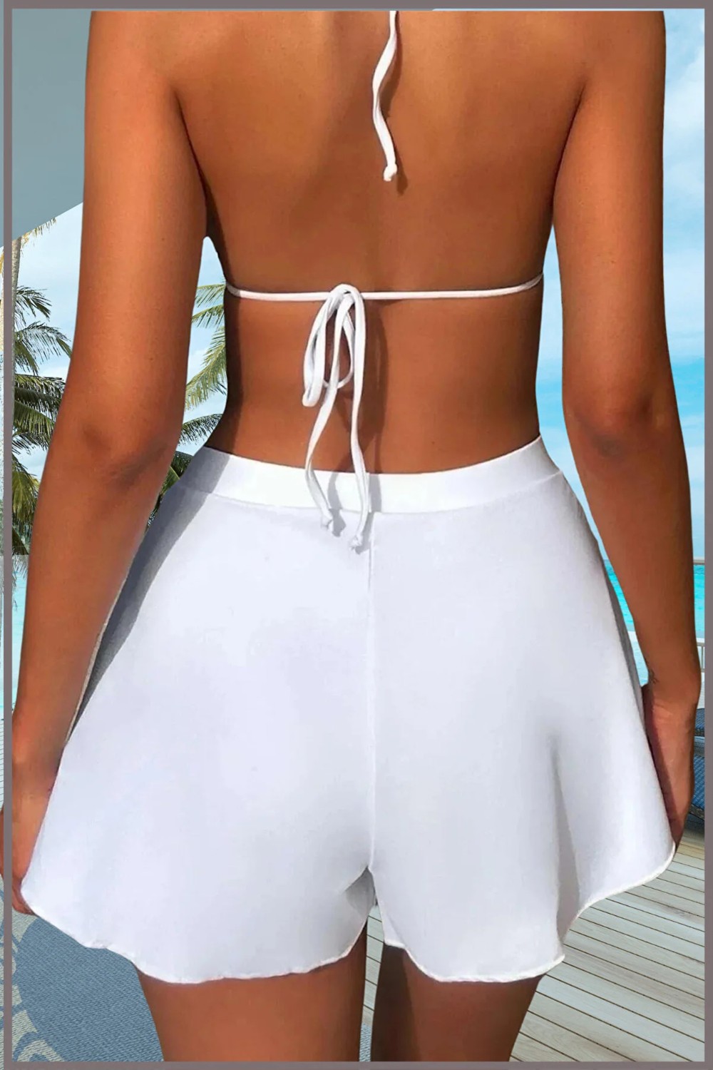 Miss Maral Kadın Siyah Deniz Havuz Şortu Etek Görünümlü Yırtmaçlı Şık Model Summer Beach Short HB11100 görsel 8