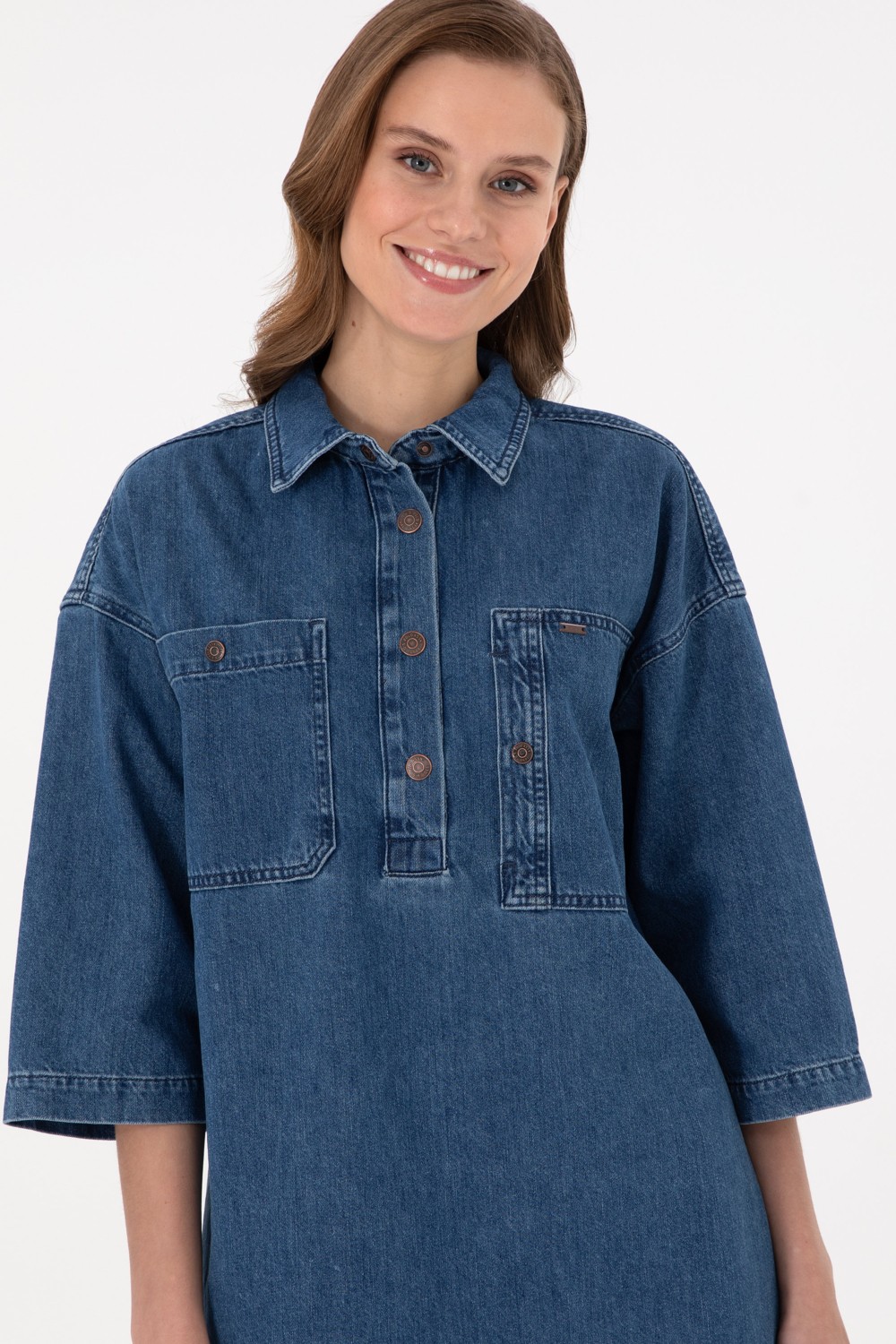 U.S. Polo Assn. Kadın Mavi Elbise (Jean) 50291135-DN0022 görsel 2