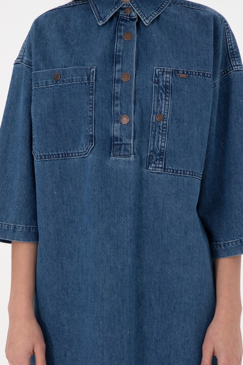 U.S. Polo Assn. Kadın Mavi Elbise (Jean) 50291135-DN0022 görsel 5