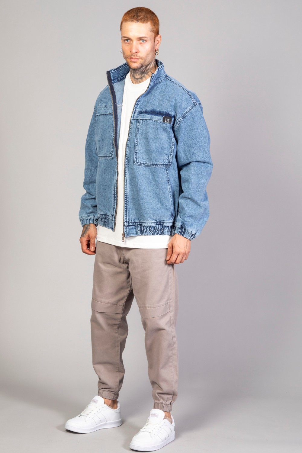 Little Cup Jeans Co Oversize Siyah Yıkamalı Modelli Erkek Fermuarlı Bomber Kot Ceket görsel 6