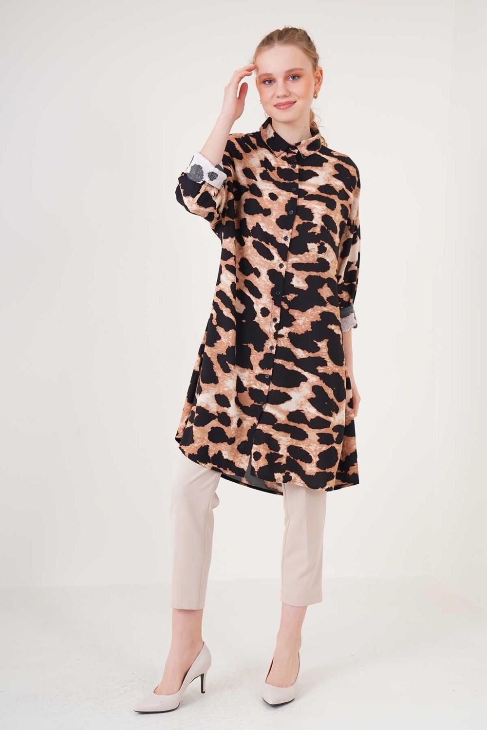 Bigdart 5859 Leopar Desenli Tunik - Leopar görsel 2