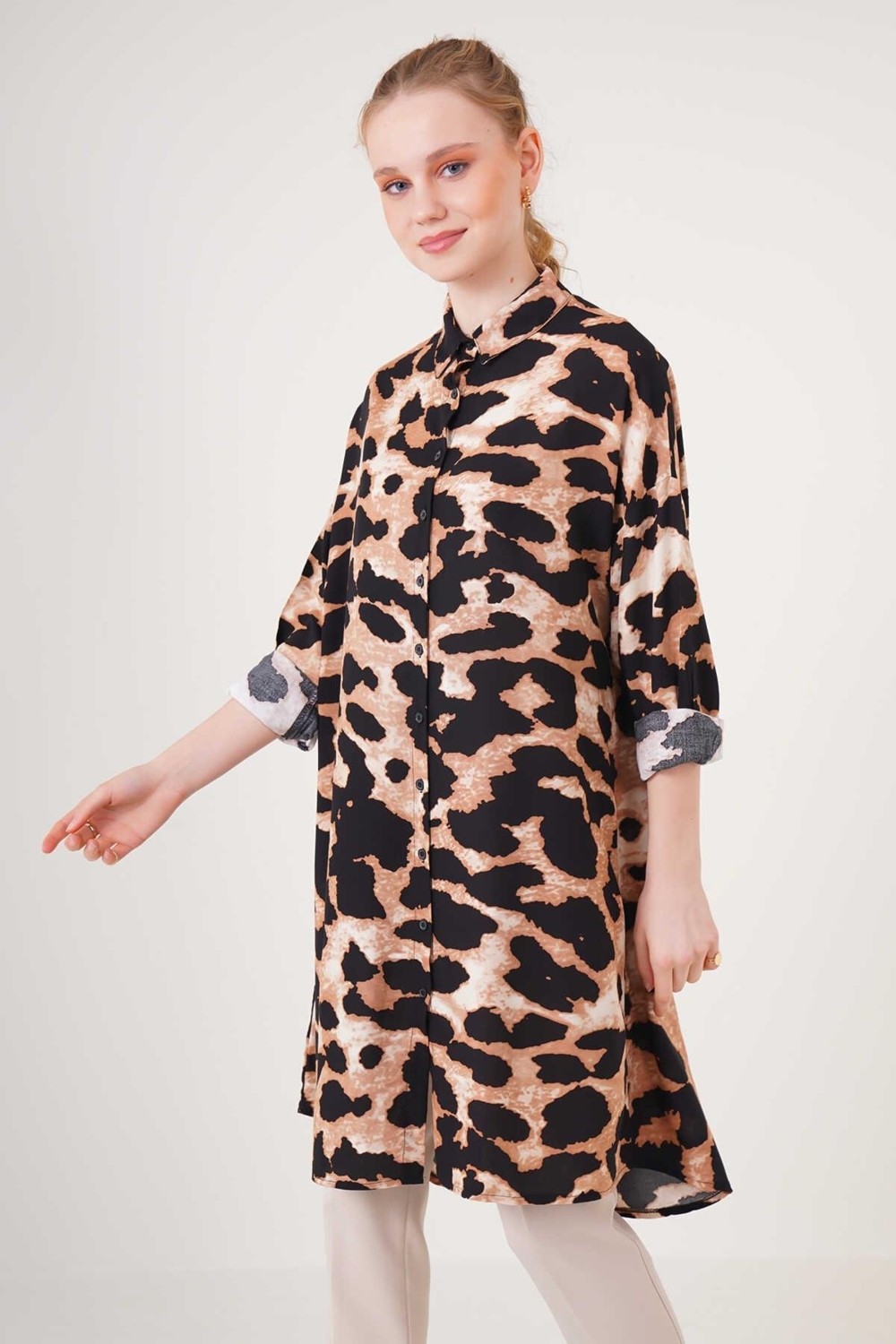Bigdart 5859 Leopar Desenli Tunik - Leopar görsel 3