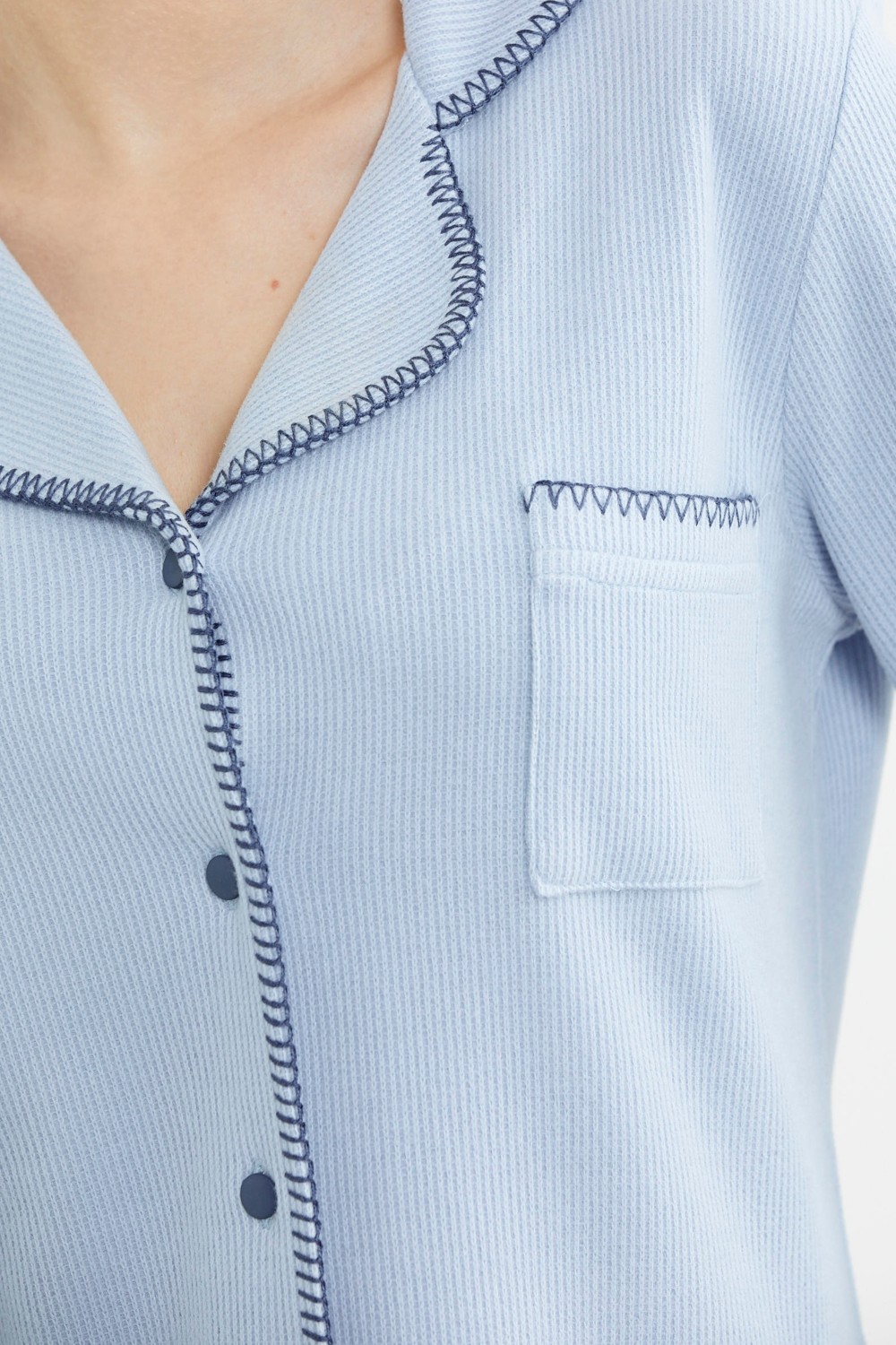Sementa Düğmeli Gömlek Model Pijama Takım - Gri görsel 5