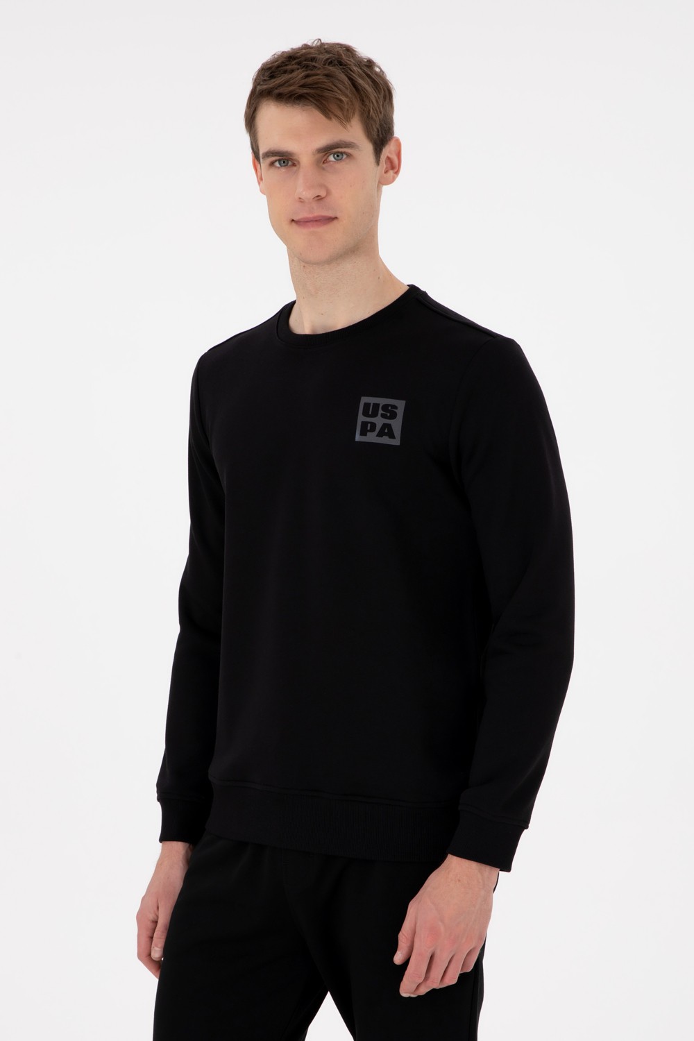 U.S. Polo Assn. Erkek Regular Fit Bisiklet Yaka Siyah Sweatshirt 50293456-VR046