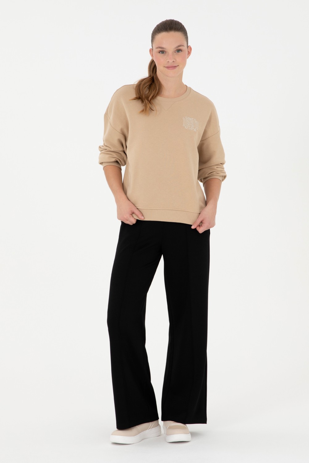U.S. Polo Assn. Kadın Siyah Loose Fit Eşofman Altı 50297276-VR046 görsel 3