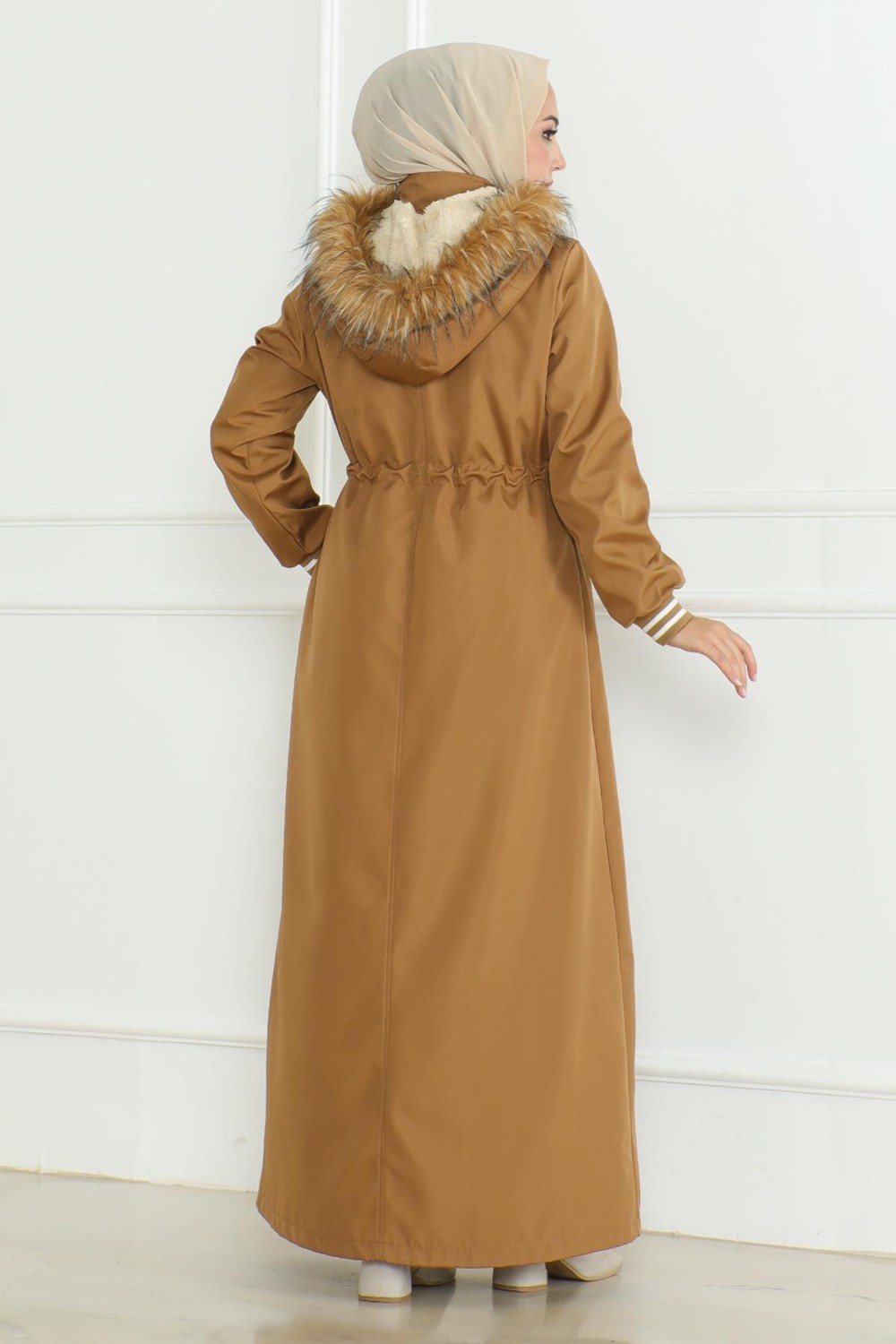 Moda Mihram Beli Bağcıklı Ribanalı Mont Siyah 19215 görsel 4