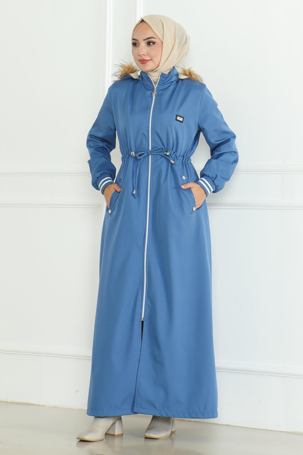 Moda Mihram Beli Bağcıklı Ribanalı Mont Siyah 19215 görsel 6