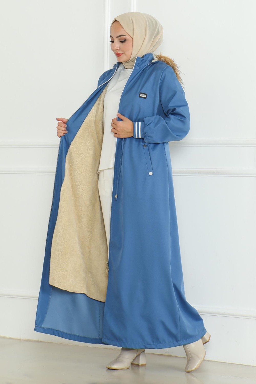 Moda Mihram Beli Bağcıklı Ribanalı Mont Siyah 19215 görsel 8