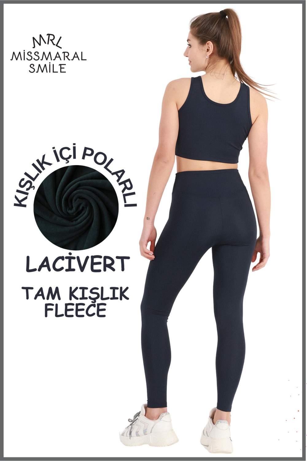 Miss Maral Büyük Beden Tayt Kadın Kışlık Içi Polarlı Lacivert Yüksek Bel Toparlayıcı Tayt Curve Winter B1024 görsel 2