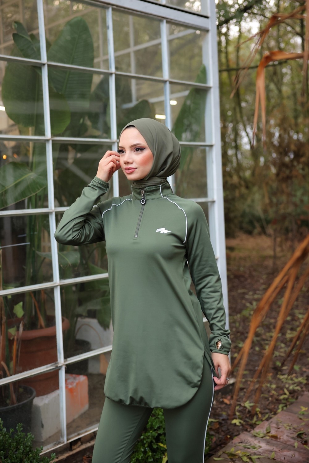 MİMİ LUXURY WEAR Kadın Dalgıç Kumaş Yarım Patlı Fermuarlı Jogger Eşofman Spor Takımı WM-111 görsel 6