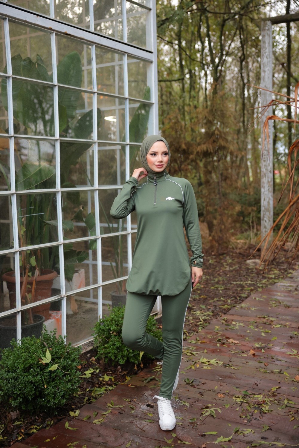 MİMİ LUXURY WEAR Kadın Dalgıç Kumaş Yarım Patlı Fermuarlı Jogger Eşofman Spor Takımı WM-111 görsel 7