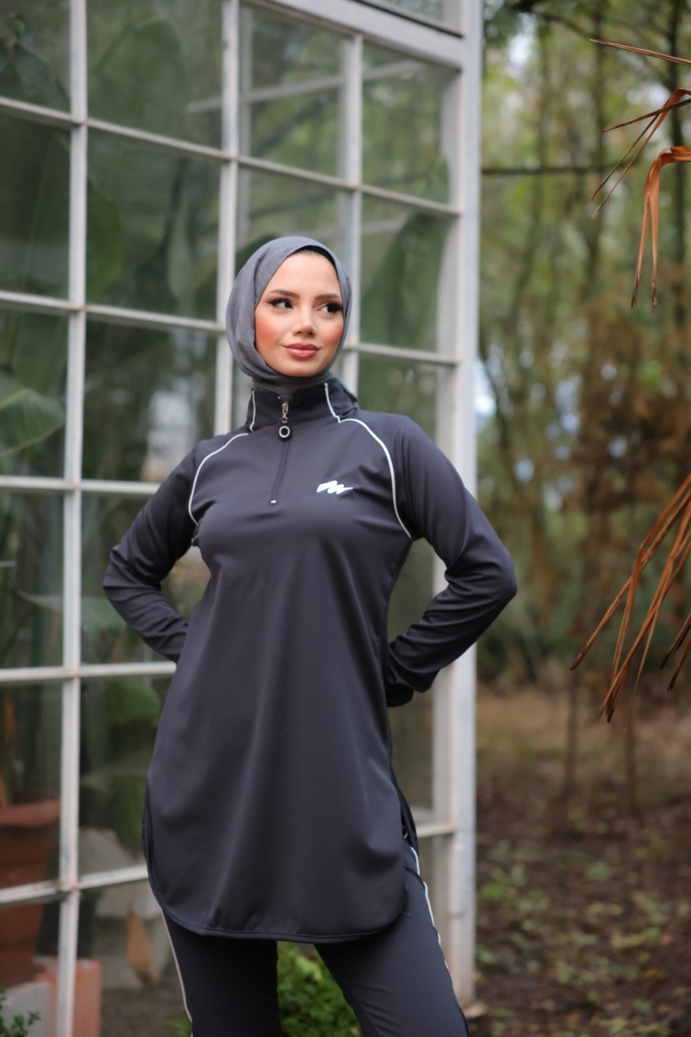 MİMİ LUXURY WEAR Kadın Dalgıç Kumaş Yarım Patlı Fermuarlı Jogger Eşofman Spor Takımı WM-111 görsel 4