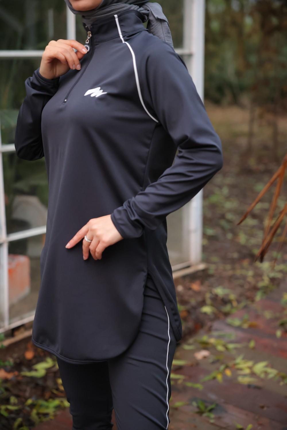 MİMİ LUXURY WEAR Kadın Dalgıç Kumaş Yarım Patlı Fermuarlı Jogger Eşofman Spor Takımı WM-111 görsel 5