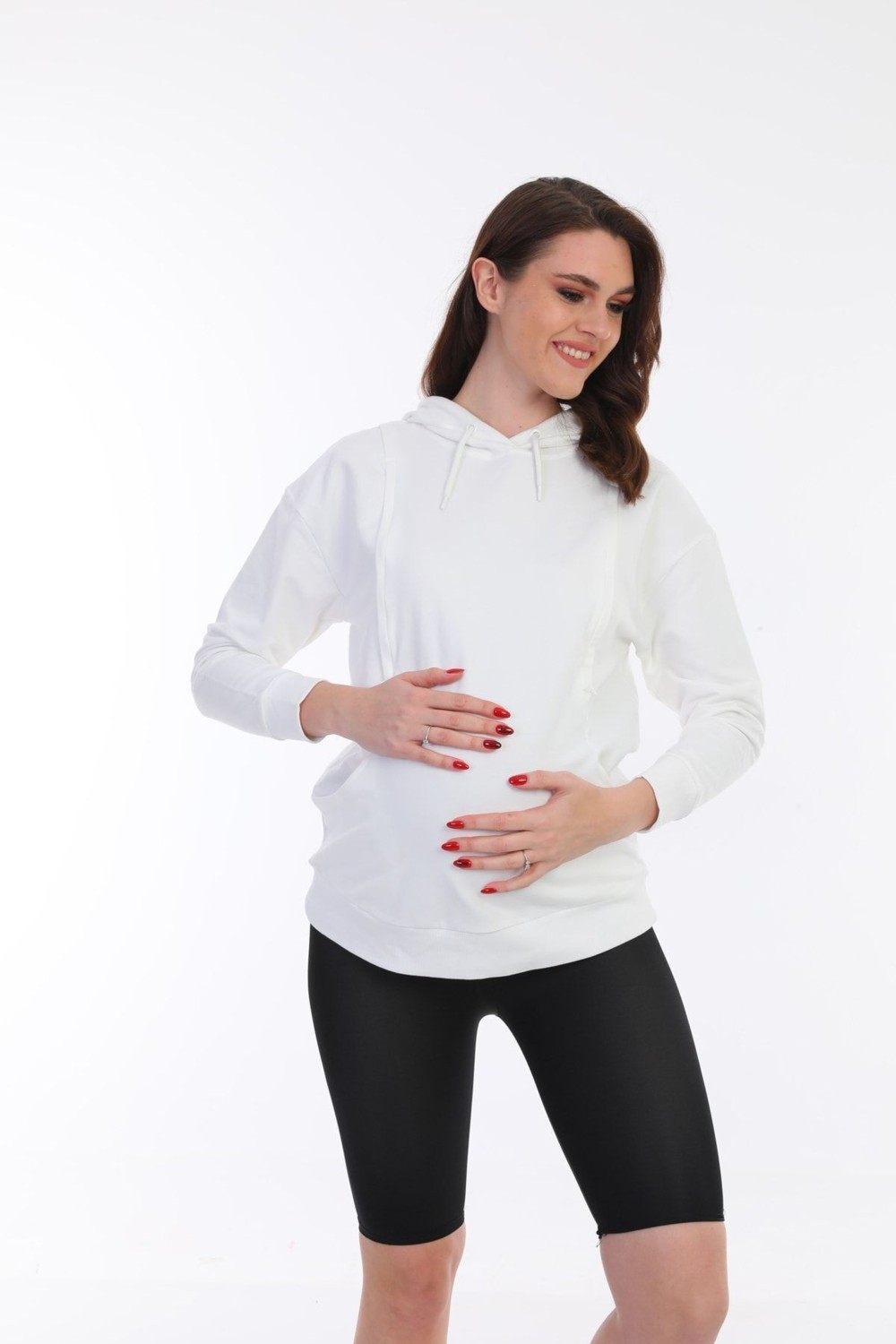 Meghan L.A Hamile Pamuklu Kumaş Kapşonlu Sweatshirt