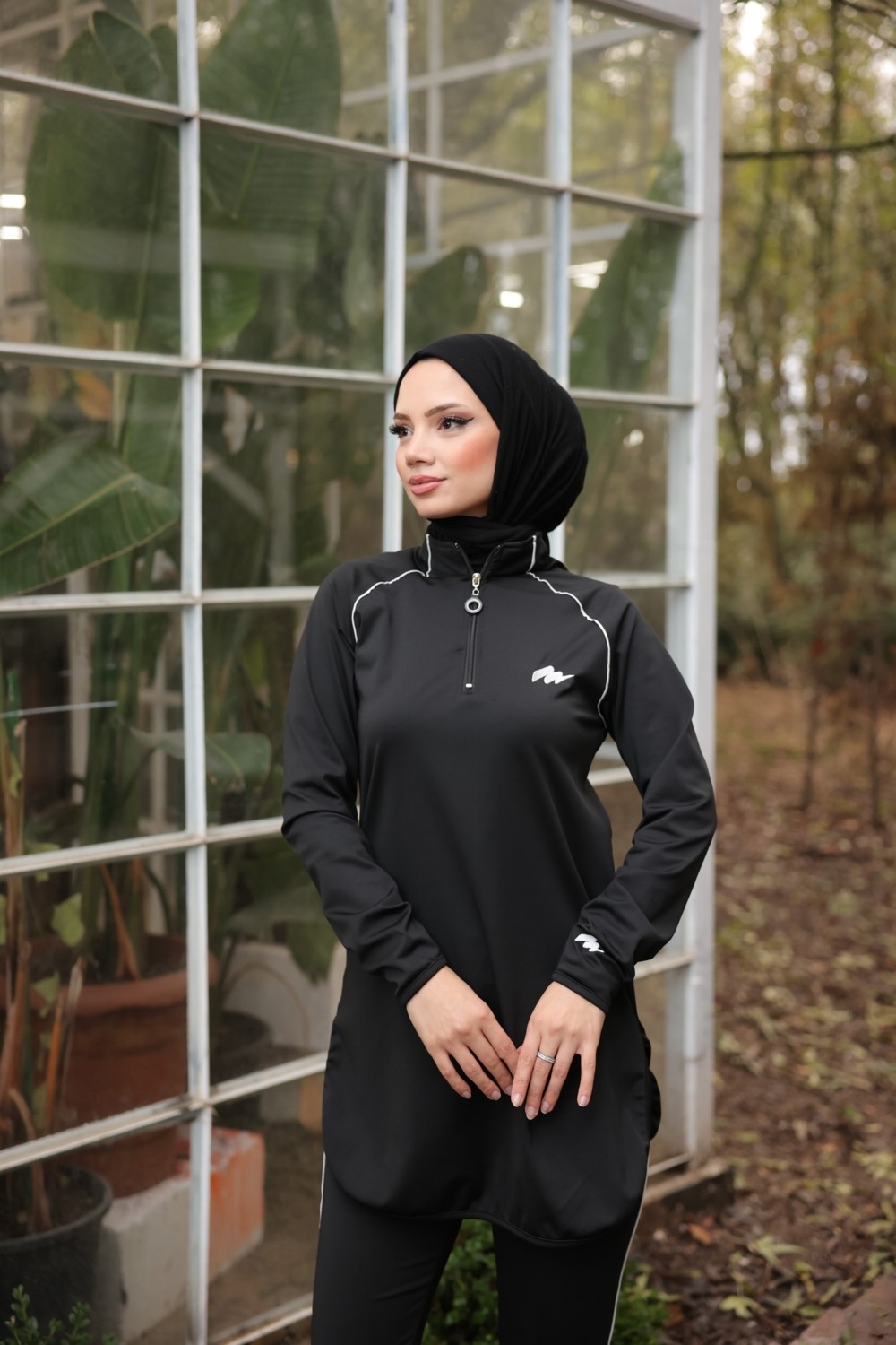 MİMİ LUXURY WEAR Kadın Dalgıç Kumaş Yarım Patlı Fermuarlı Jogger Eşofman Spor Takımı WM-111