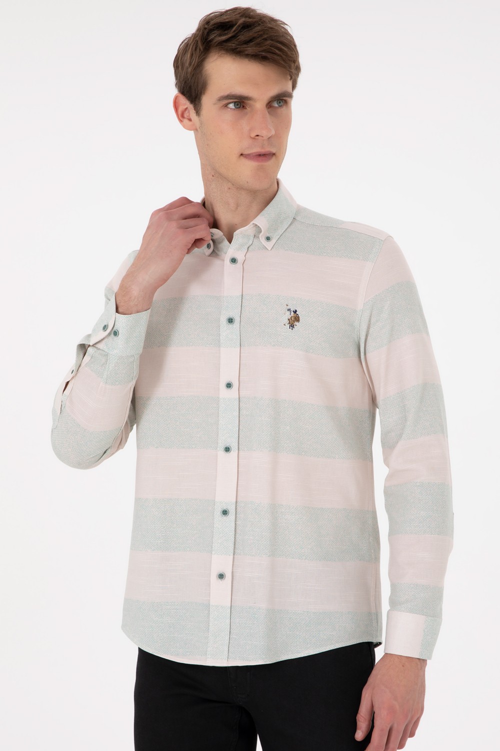 U.S. Polo Assn. Erkek Mint Uzun Kollu Gömlek 50291249-VR090 görsel 3